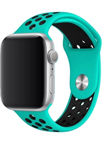 Apple Watch 2/3/Ultra Uyumlu Kordon Silikon Spor Delikli Kayış, Turkuaz fırsatları