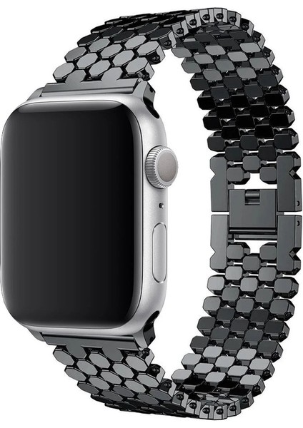 Apple Watch Seri 2/3/4/5/6/7/8 Se 38-40-Uyumlu Kordon Deri Metal Klipsli Şık Kayış, Siyah fiyatları