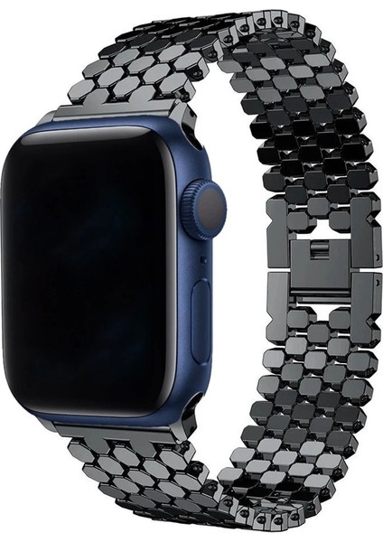 Apple Watch Seri 2/3/4/5/6/7/8 Se 38-40-Uyumlu Kordon Deri Metal Klipsli Şık Kayış, Siyah fırsatları