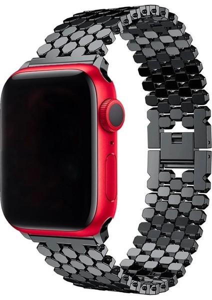 Apple Watch Seri 2/3/4/5/6/7/8 Se 38-40-Uyumlu Kordon Deri Metal Klipsli Şık Kayış, Siyah indirimleri