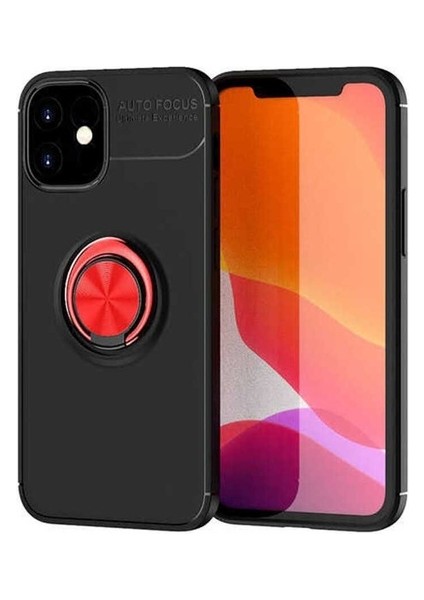 Megafox Teknoloji Apple iPhone 12 Mini Uyumlu Kılıf Ravel Silikon Kapak, Siyah-Kırmızı