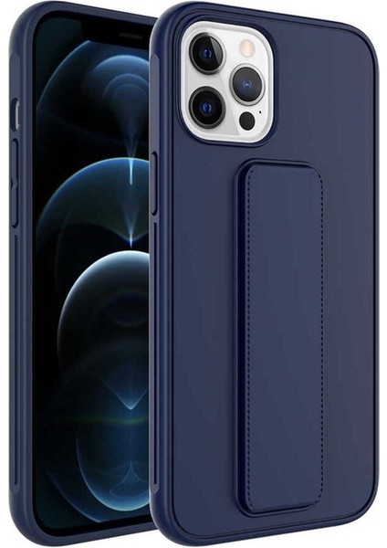 Apple iPhone 12 Pro Max Uyumlu Kılıf Qstand Kapak, Lacivert