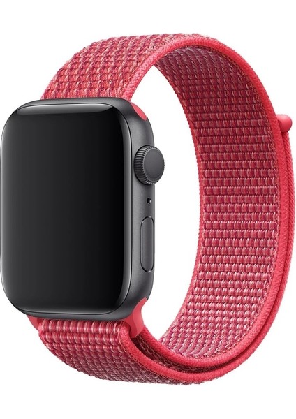 Apple Watch 3/4/5/6/7/8/9/se 38-40-Uyumlu Kordon Hasır Örgü Işlemeli Spor Loop Kayış, Yeşil - La