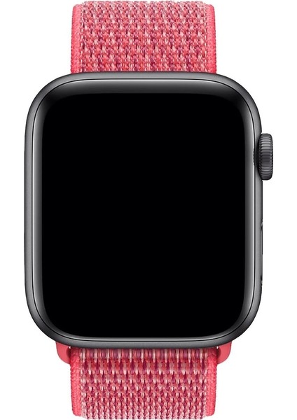 Apple Watch 3/4/5/6/7/8/9/se 38-40-Uyumlu Kordon Hasır Örgü Işlemeli Spor Loop Kayış, Yeşil - La