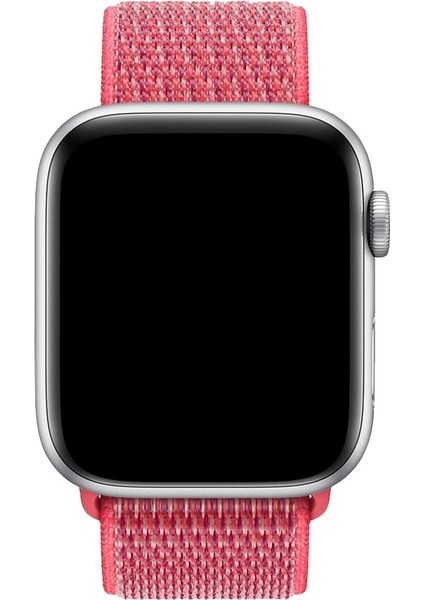 Apple Watch 3/4/5/6/7/8/9/se 38-40-Uyumlu Kordon Hasır Örgü Işlemeli Spor Loop Kayış, Yeşil - La