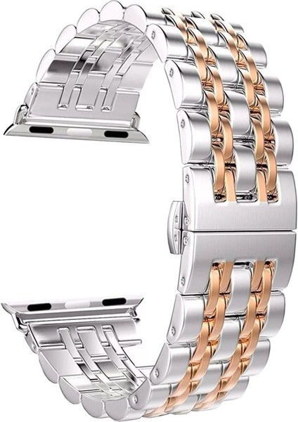 Apple Watch Seri 2/3/4/5/6/7/8 Se 38-40-Uyumlu Kordon Paslanmaz Metal Şık Luxury Kayış, Rose Gol fiyatları