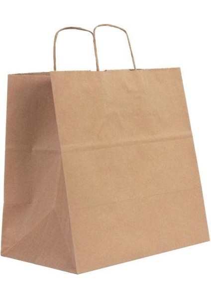 Burgu Saplı Kraft Kağıt Çanta 32X33X20CM 250 Adet