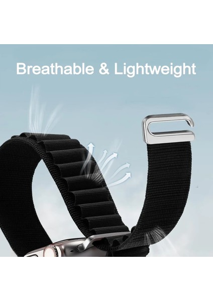 Apple Watch 3/42-44- Uyumlu Kordon Alpine Loop Örgü Işlemeli Kumaş Kayış, Midnight