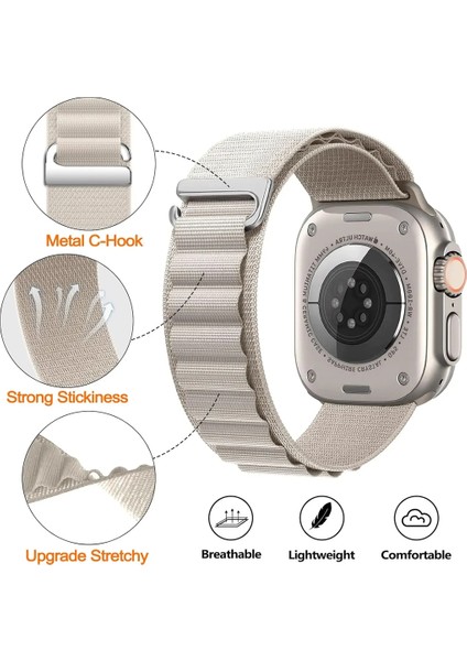 Apple Watch 3/42-44- Uyumlu Kordon Alpine Loop Örgü Işlemeli Kumaş Kayış, Midnight
