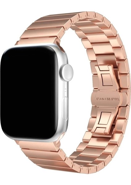 Apple Watch 3/Ultra Uyumlu Kordon Metal Paslanmaz Klipsli Kayış, Rose Gol fiyatları