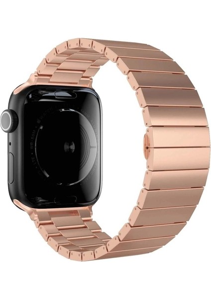 Apple Watch 3/Ultra Uyumlu Kordon Metal Paslanmaz Klipsli Kayış, Rose Gol indirimleri