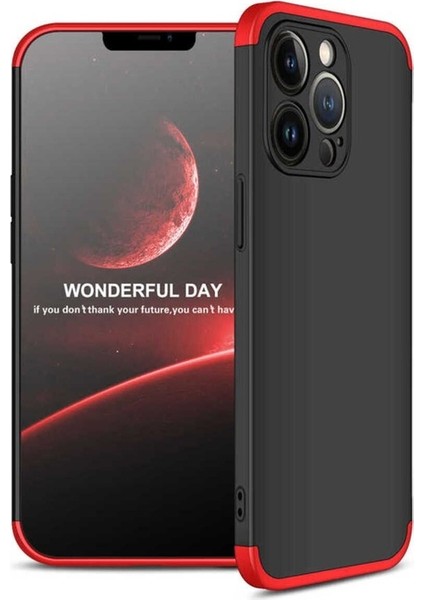 Apple iPhone 13 Pro Max Uyumlu Kılıf Ays Kapak, Siyah-Kırmızı