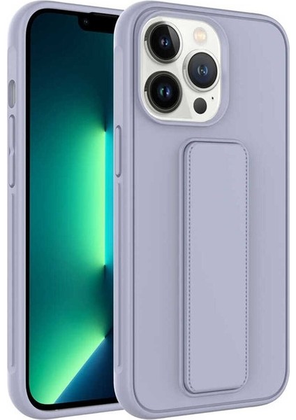 Apple iPhone 14 Pro Uyumlu Kılıf Qstand Kapak, Gri