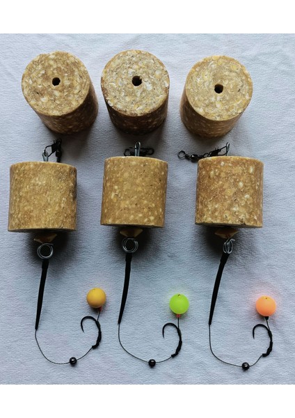 3 Adet Küspeli ( 6 Adet Küspe ) Sazan Rig Takımı ( Sarı ,fosforlu ve Turuncu 14 mm Pop Up )