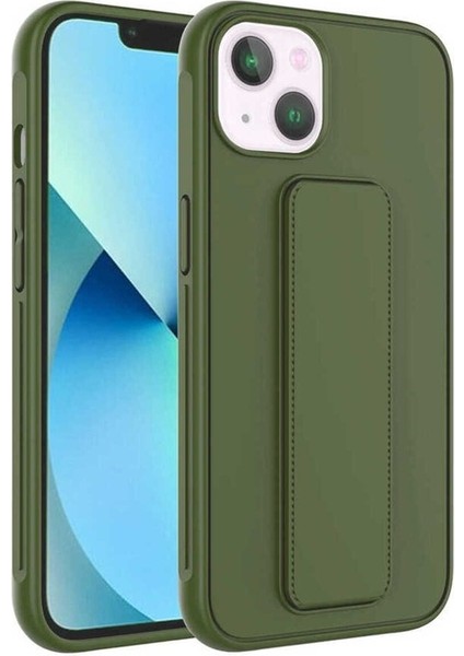 Apple iPhone 14 Plus Uyumlu Kılıf Qstand Kapak, Koyu Yeşil