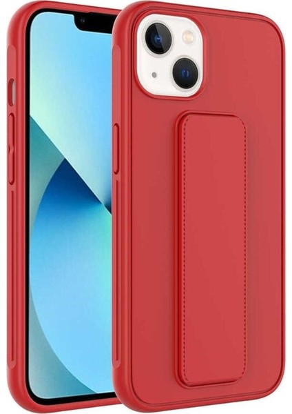 Apple iPhone 13 Uyumlu Kılıf Qstand Kapak, Kırmızı
