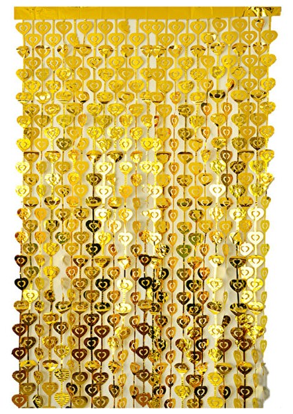Kalp Motifli Arka Fon 100X200CM -Altın-