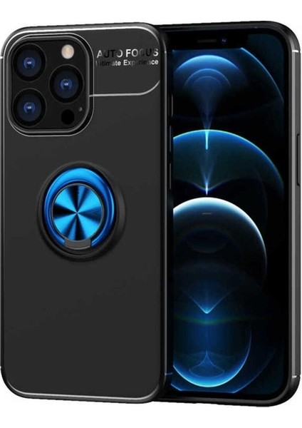 Apple iPhone 14 Pro Max Uyumlu Kılıf Ravel Silikon Kapak, Siyah-Mavi