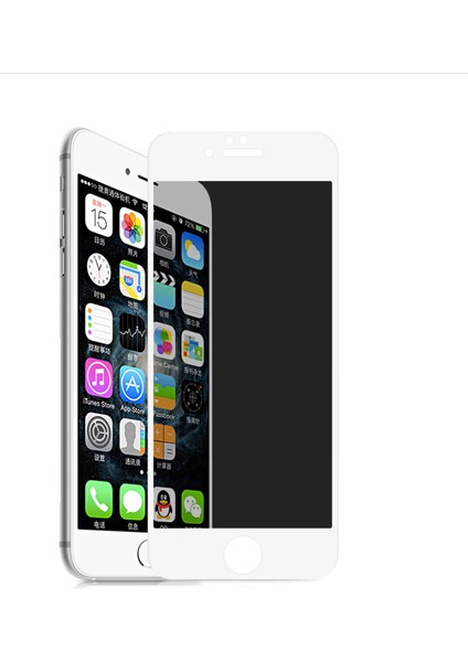 Apple iPhone 8 Plus Uyumlu Rika Premium Privacy Temperli Cam Ekran Koruyucu, Beyaz