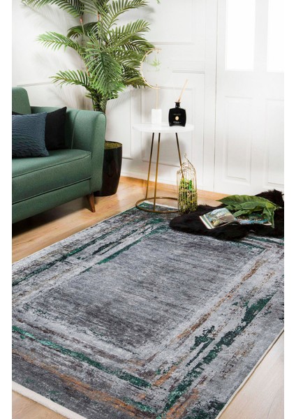 Antrasit Dijital Baskılı Makinede Yıkanabilir Kaymaz Taban Saçaklı Halı Ha241 fiyatları