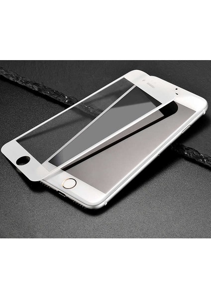 Apple iPhone 7 Uyumlu 3D Latte Cam Ekran Koruyucu, Beyaz
