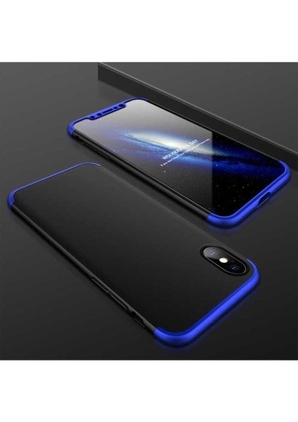 Apple iPhone x Uyumlu Kılıf Ays Kapak, Siyah-Mavi