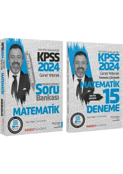 İndeks Akademi Yayıncılık 2024 KPSS  Matematik Soru Bankası ve Deneme Seti 2 Kitap