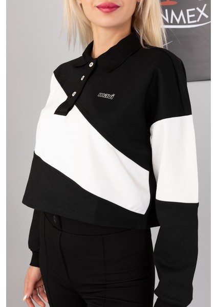 Polo Yaka Sweatshirt Yumuşak Dokulu Gramajlı Çelik Interlok Kumaş Oversize Kalıp fırsatları