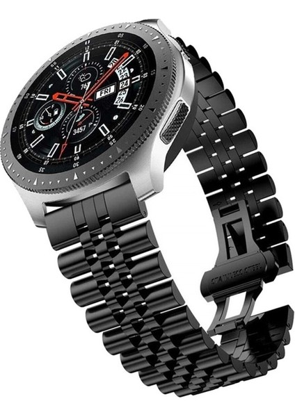 Huawei Gt2 / Gt2 Pro Uyumlu Kordon Paslanmaz Metal Klipsli Rolex Kayış, Siyah