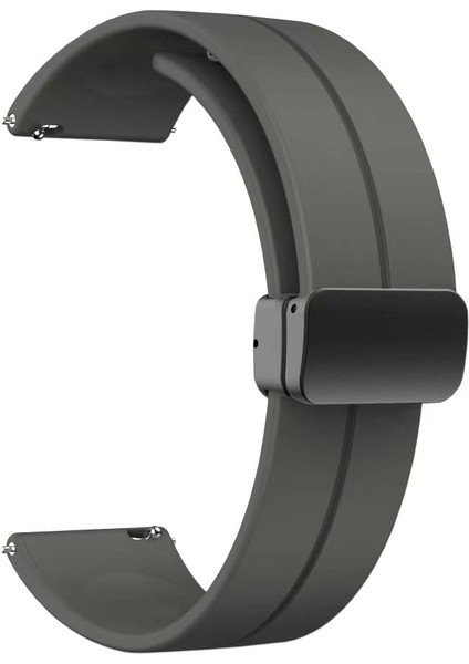 Huawei Gt2 / Gt2 Pro Uyumlu Kordon Silikon Magnetik Tokalı Spor Kayış, Koyu Gri
