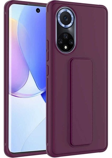 Huawei Nova 9 Uyumlu Kılıf Qstand Kapak, Mürdüm