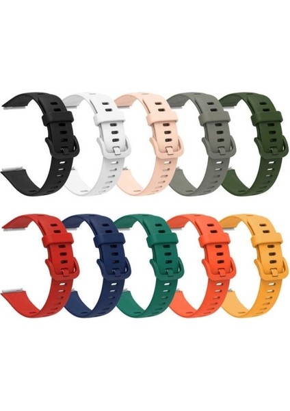 Huawei Band 7 Uyumlu Kordon Silikon Esnek Soft Yüzey Klipsli Yumuşak Spor Kayış, Turuncu fiyatları