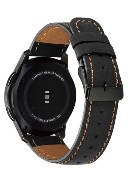 Huawei Gt2 / Gt2 Pro Uyumlu Kordon Deri Dikişli Metal Klipsli Kayış, Siyah fiyatları