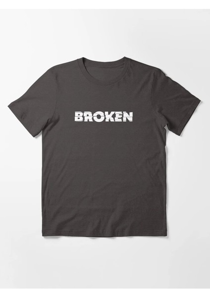 Broken Baskılı Bisiklet Yaka T-Shirt