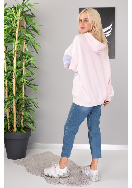 Oversize Hoodie Pamuklu 3 Iplik Şardonlu Kumaş,kabartma Baskı Kapşonlu Sweatshirt modelleri