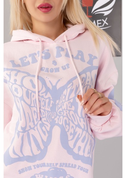 Oversize Hoodie Pamuklu 3 Iplik Şardonlu Kumaş,kabartma Baskı Kapşonlu Sweatshirt fırsatları