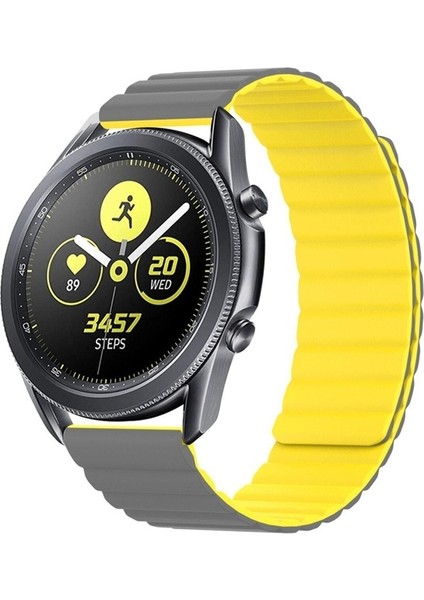 Huawei Gt2 / Gt2 Pro Uyumlu Kordon Suni Deri Bakla Tasarımlı Luxury Kayış, Gri-Sarı