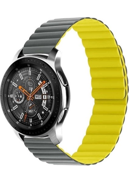 Huawei Gt2 / Gt2 Pro Uyumlu Kordon Suni Deri Bakla Tasarımlı Luxury Kayış, Gri-Sarı modelleri