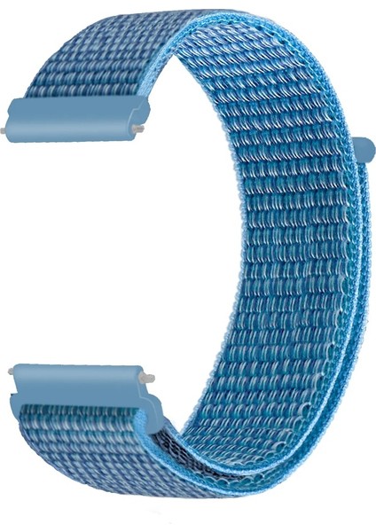 Huawei Gt2 / Gt2 Pro Uyumlu Kordon Hasır Örgü Işlemeli Spor Kayış, Mavi - Açık Mav