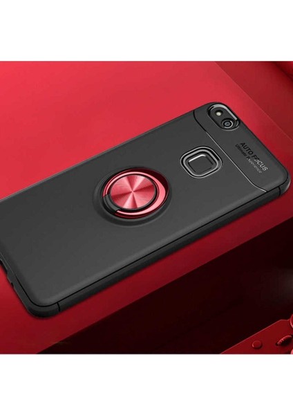 Huawei P10 Lite Uyumlu Kılıf Ravel Silikon Kapak, Siyah-Kırmızı