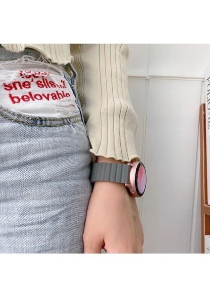 Huawei Gt2 / Gt2 Pro Uyumlu Kordon Suni Deri Bakla Tasarımlı Luxury Kayış, Gri-Turu indirimleri