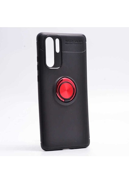 Huawei P30 Pro Uyumlu Kılıf Ravel Silikon Kapak, Siyah-Kırmızı