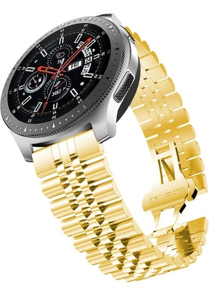 Huawei Gt2 / Gt2 Pro Uyumlu Kordon Paslanmaz Metal Klipsli Rolex Kayış, Gold