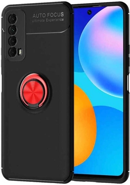 Huawei P Smart 2021 Uyumlu Kılıf Ravel Silikon Kapak, Siyah-Kırmızı