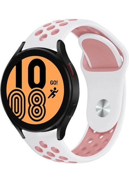 Huawei Gt2 / Gt2 Pro Uyumlu Kordon Silikon Nike Delikli Spor Kayış, Beyaz-Pembe