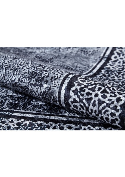 Gri Salon&yolluk Dijital Baskılı Makinede Yıkanabilir Kaymaz Taban Saçaklı Halı HA409 fırsatları