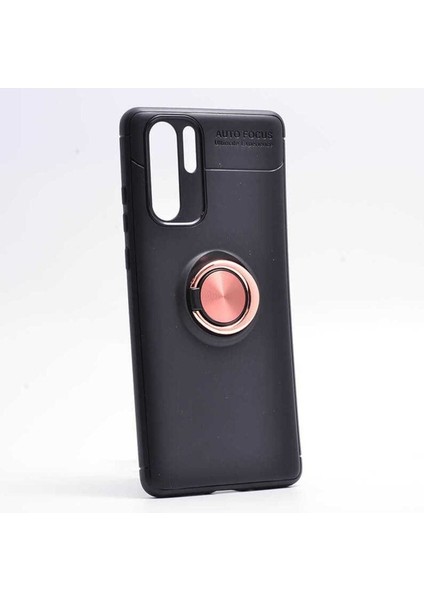 Huawei P30 Pro Uyumlu Kılıf Ravel Silikon Kapak, Siyah-Rose Gold