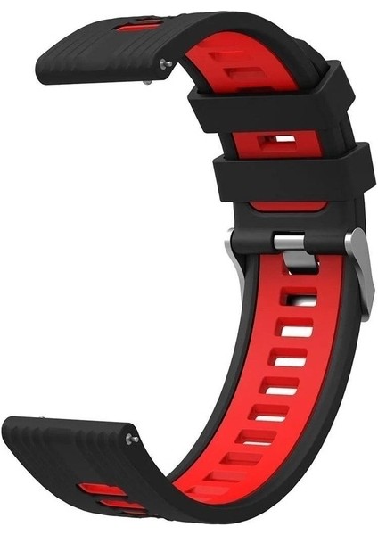 Huawei Gt2 / Gt2 Pro Uyumlu Kordon Silikon Çift Renkli Spor Esnek Kayış, Siyah-Kır modelleri