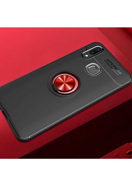 Huawei Y7 Prime 2019 Uyumlu Kılıf Ravel Silikon Kapak, Siyah-Kırmızı