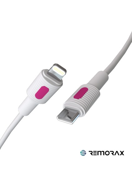 Coral iPhone Uyumlu Power Delivery Type C-Lightning 150 Cm 27 Watt PD Fuşya-Beyaz